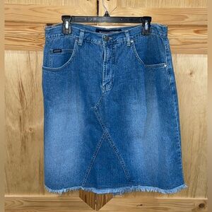 Squeeze Stephen hardy fringed modest denim jean skirt size 16